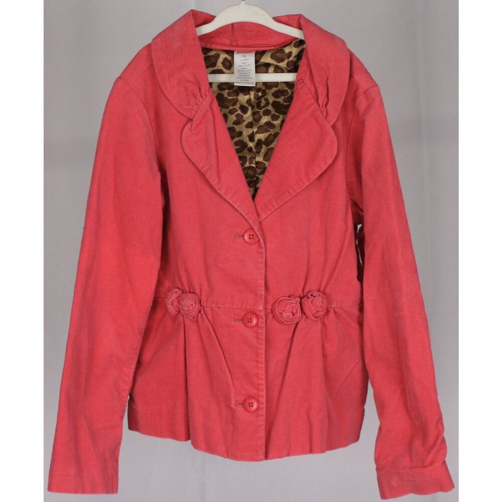 Gymboree Pink Jacket Leopard Lining Button Front Girls 10
